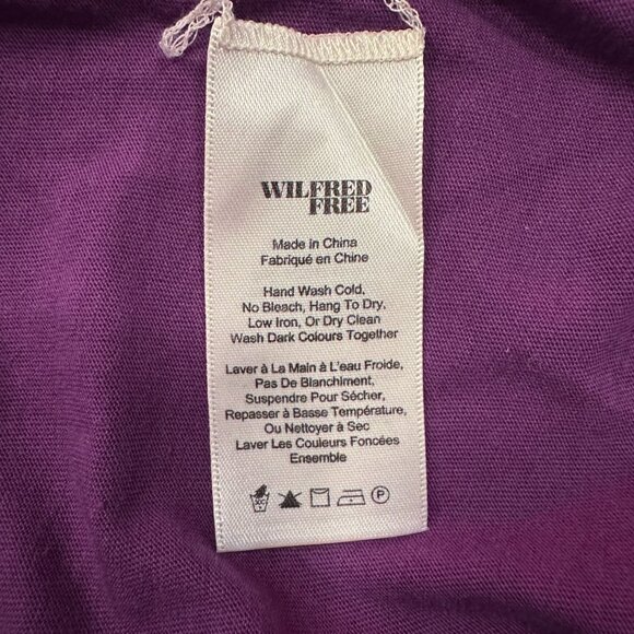 Aritzia Wilfred Free Short Sleeve Top Womens Size XXS Purple Side Slit Loose Fit - Picture 6 of 7